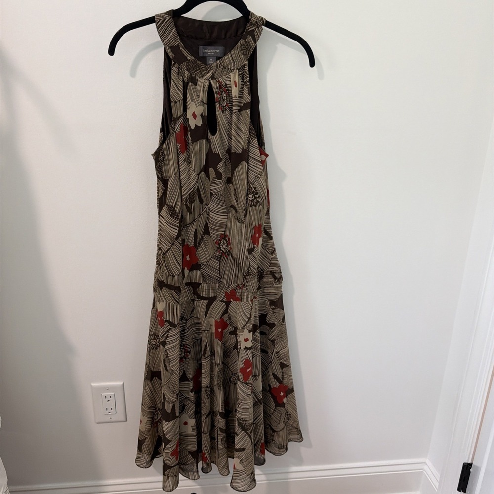 Liz Claiborne Women's Halter Midi Dress Size 10 Multicolor Floral